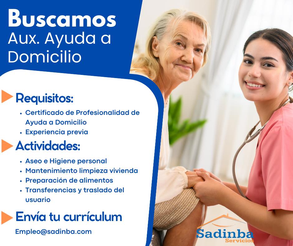 SADINBA Servicios busca Auxiliar de Ayuda a Domicilio